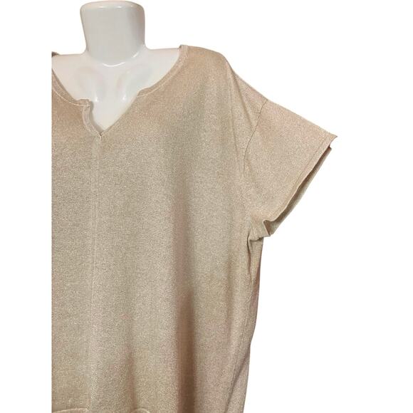 Talbots Women's Gold Sparkle Linen w//Metallic Treading V-Neck Sweater | Size 3X - Picture 5 of 7